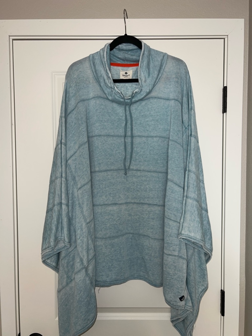 Sperry Pale Blue Hooded Drawstring Pullover Poncho Size L